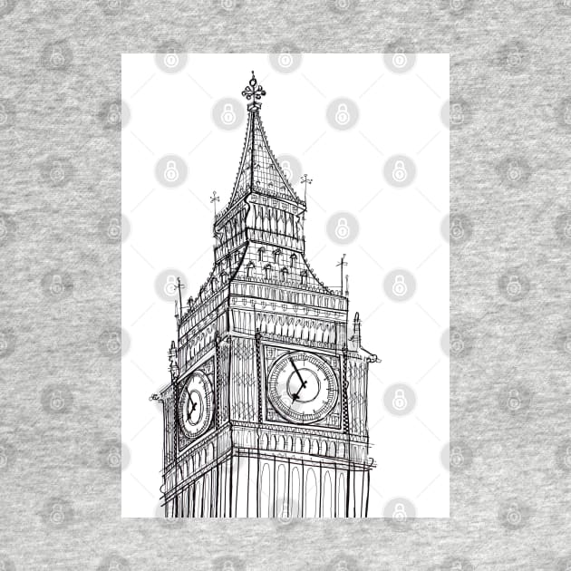 Big Ben Clock Tower Drawing by AdamRegester